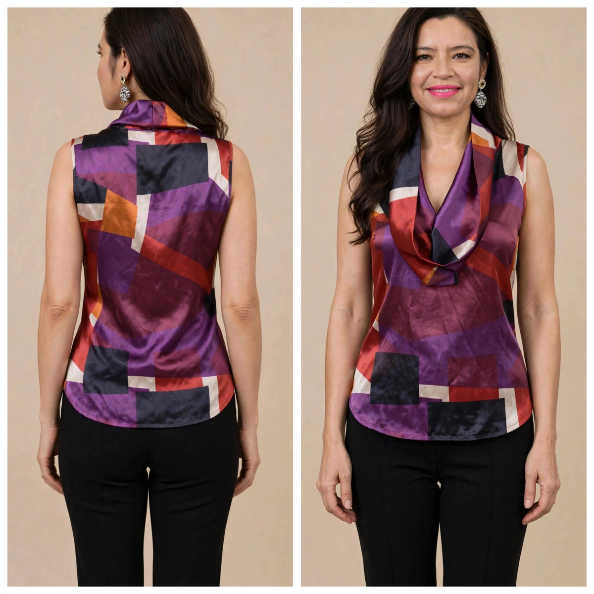 BLUSA ELEGANTE SATINADA CON ESTAMPADO