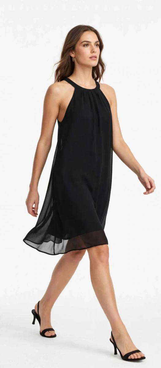 BONITO VESTIDO SUELTO NEGRO DE FASA ELEGANTE