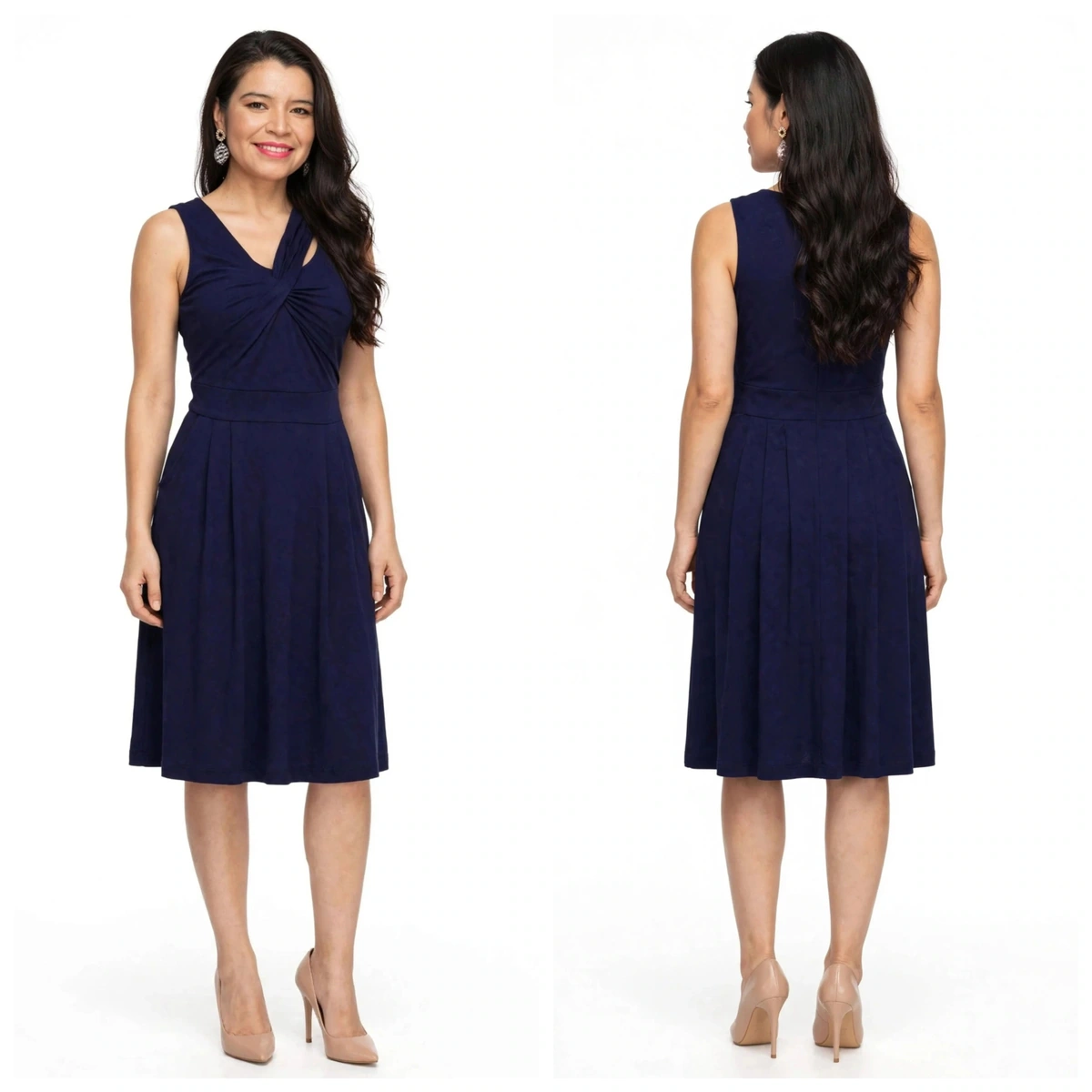 VESTIDO AZUL CON NUDO Y TIRANTE STRECH Y FRESCO