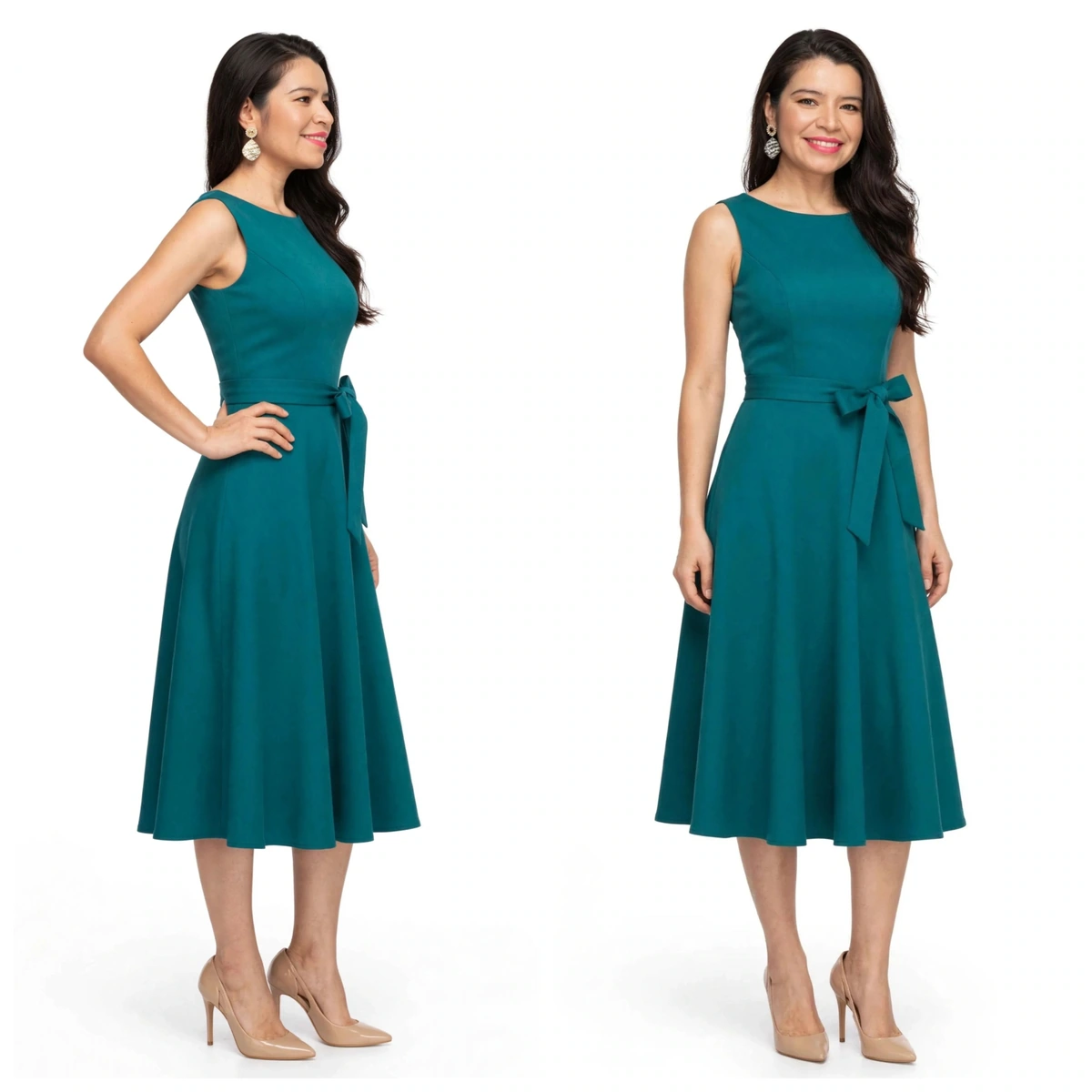 VESTIDO ESMERALDA LINDO CON LAZO ACINTURADO