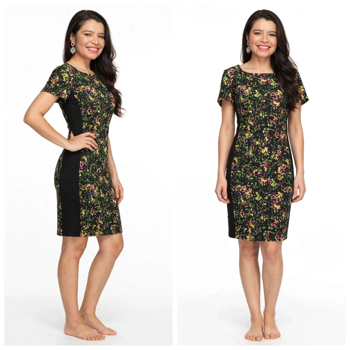 VESTIDO FORMAL ACINTURADO ESTAMPADO COMODO