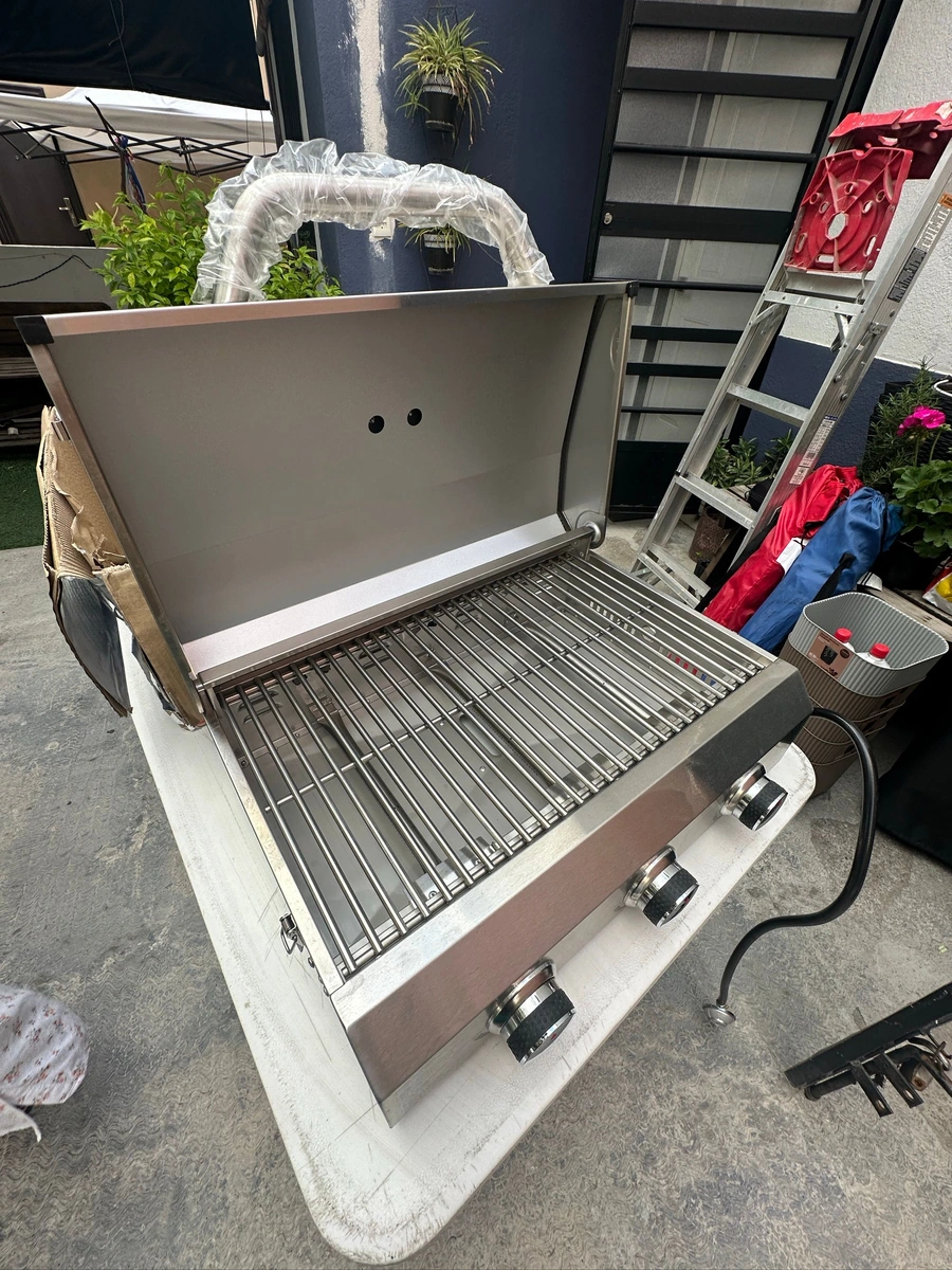 Asador parrilla nxr 880-0034 acero portatil gas 3 quemadores