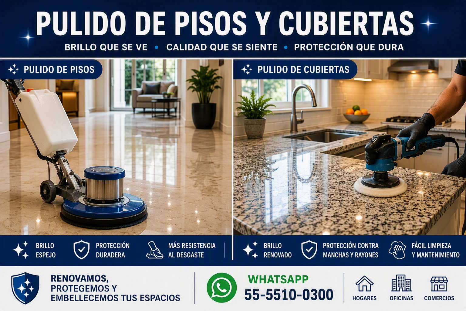 Pulido de pisos y cubiertas