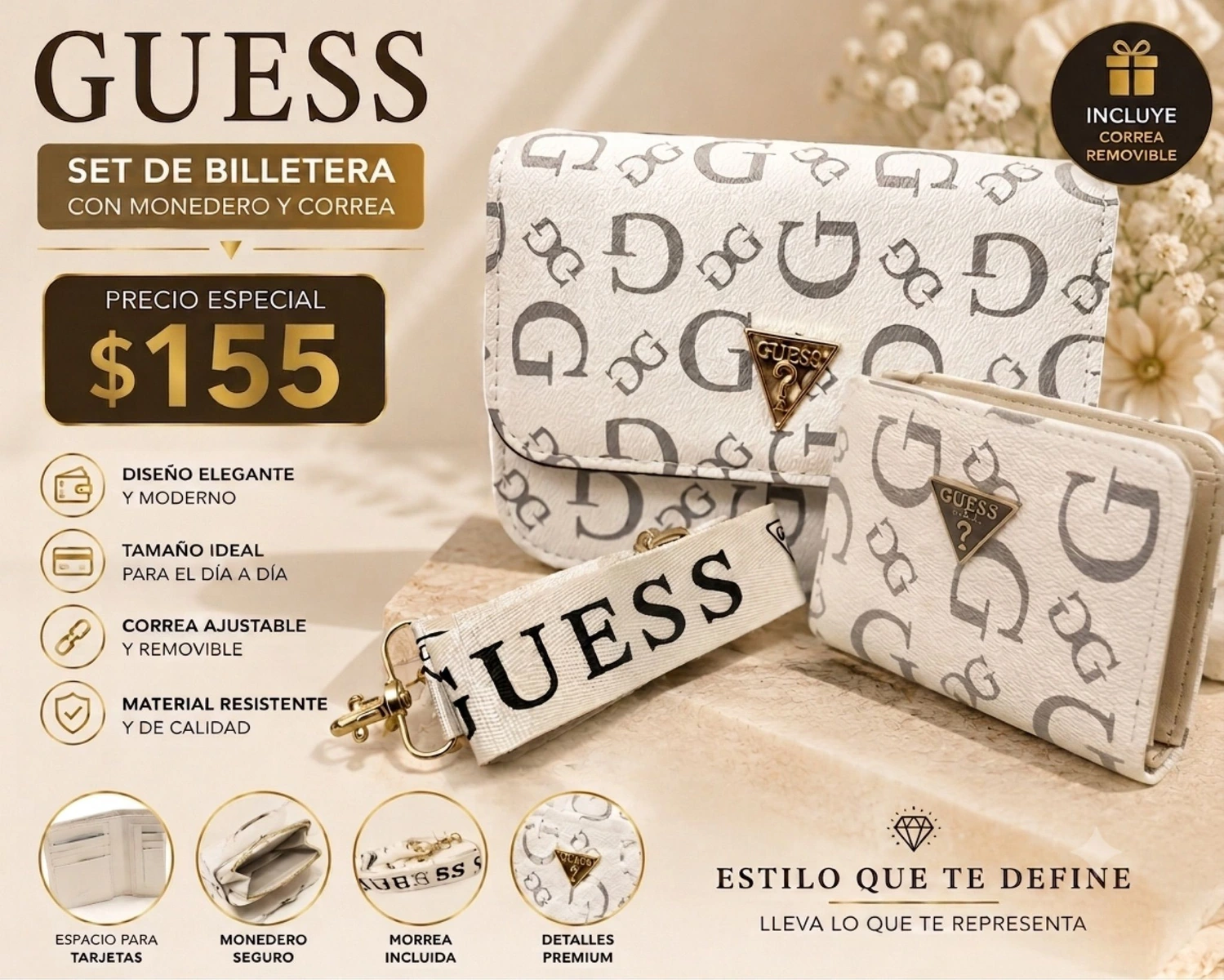 Bolsos para dama y perfume para caballero