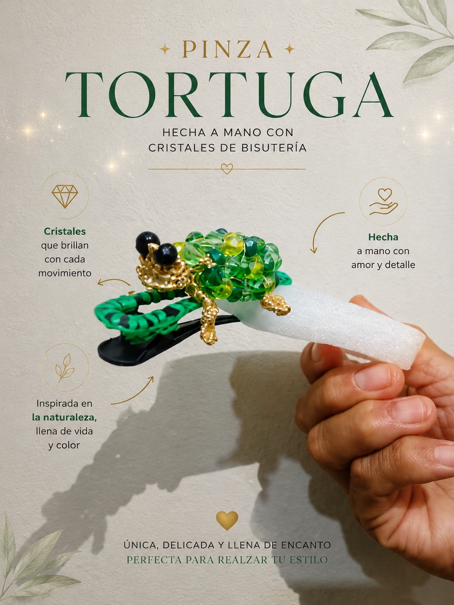Pinza para el cabello con figura de Tortuga 🐢✨