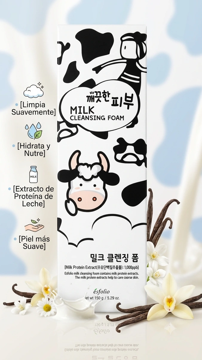 🥛Limpiador facial Coreano 🇰🇷 de leche Esfolio Milk Cleansing Foam