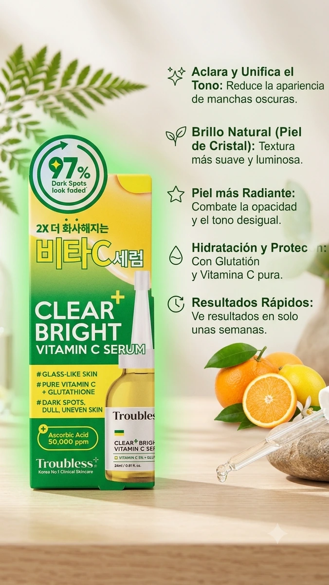 🍊 Sérum Coreano 🇰🇷 Troubless Clear+ Bright Vitamin C Serum
