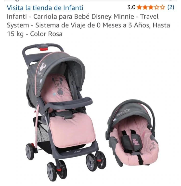 Carreola nueva color rosa con silla para auto $2500