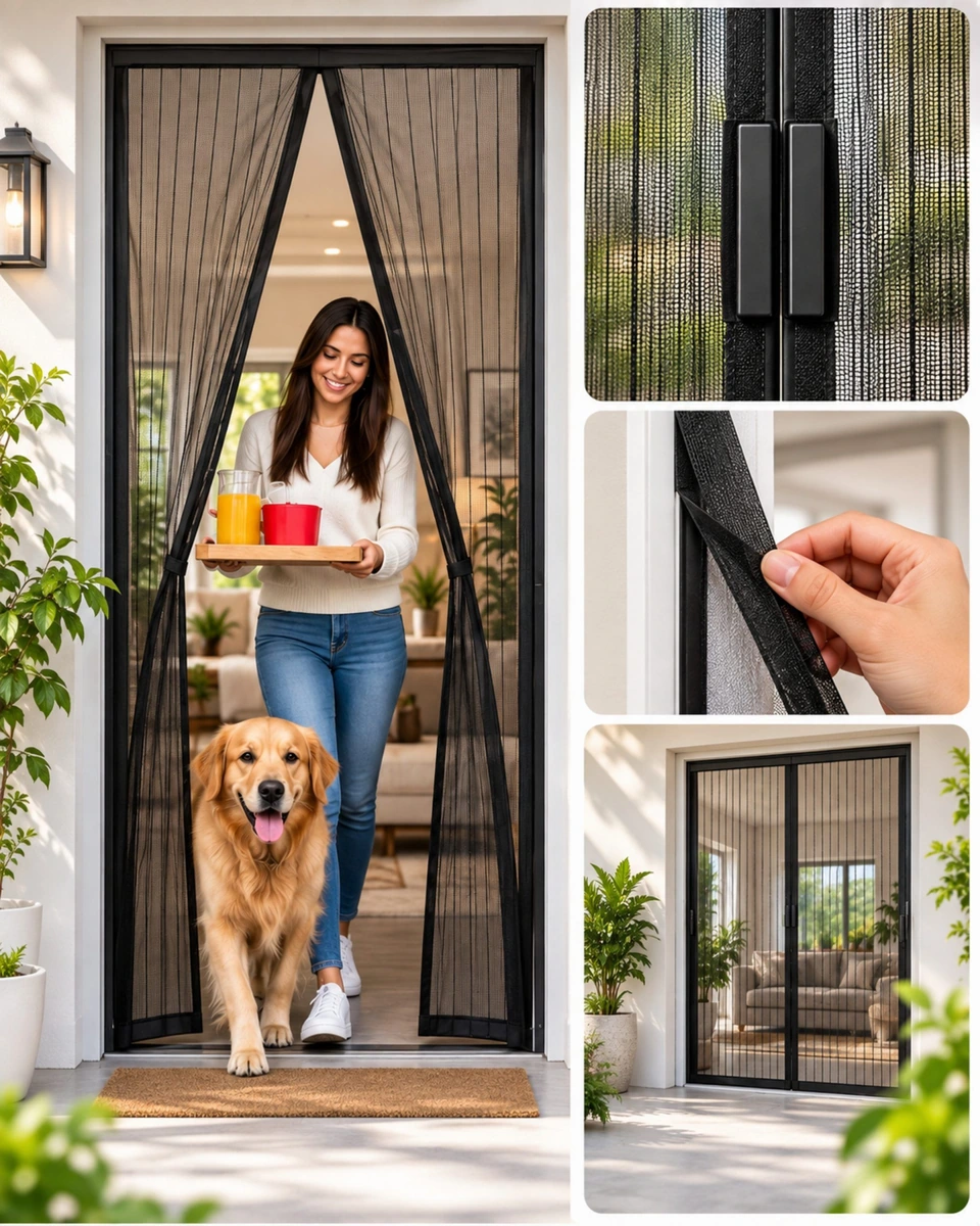 Cortina mosquitera magnética para puerta