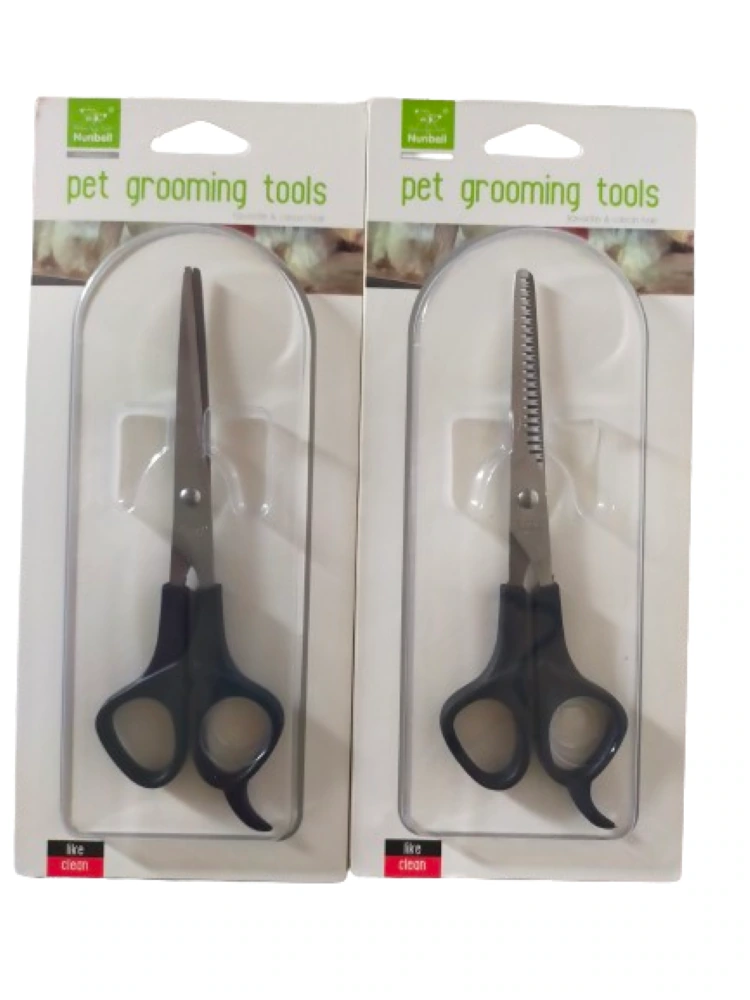 2 Tijeras Para Estética Canina Recta Y Para Entresacar Pelo