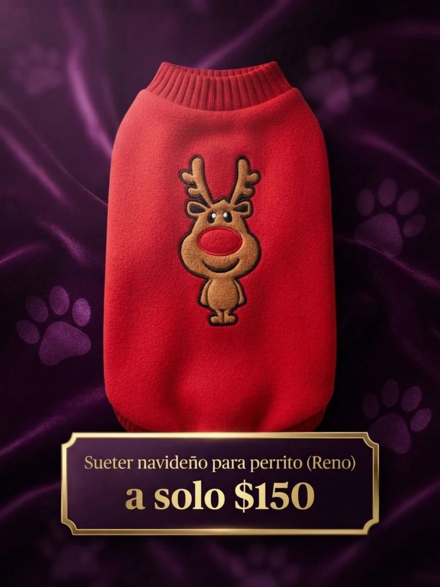 Suéter navideño para perrito (Reno) talla 2