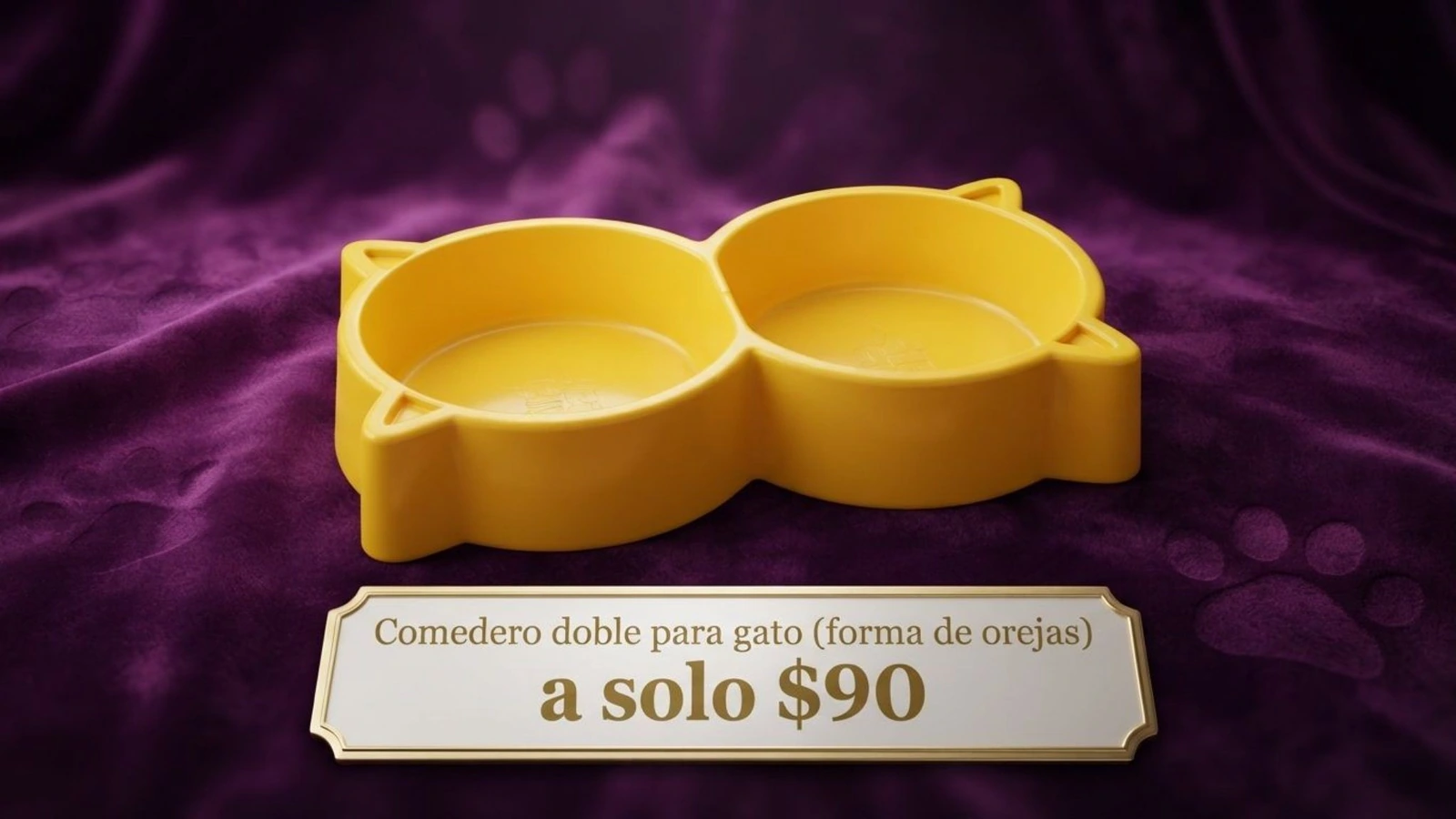 Comedero doble para gato (forma de orejas)