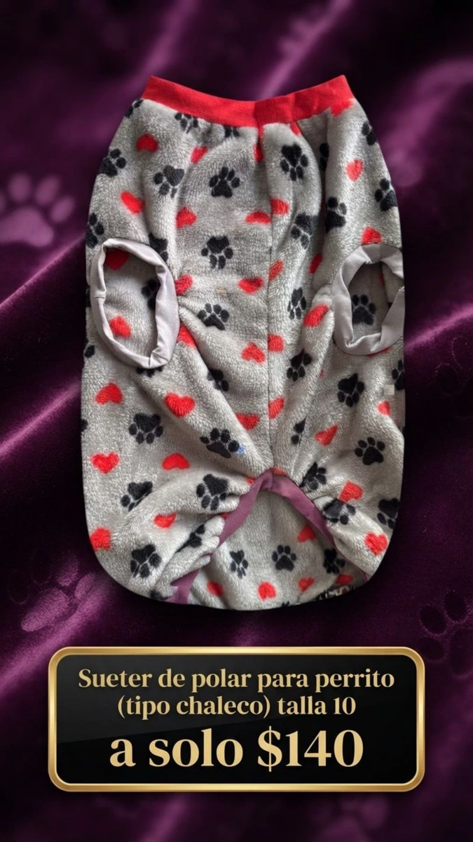 Suéter de polar para perrito (tipo chaleco) talla 10