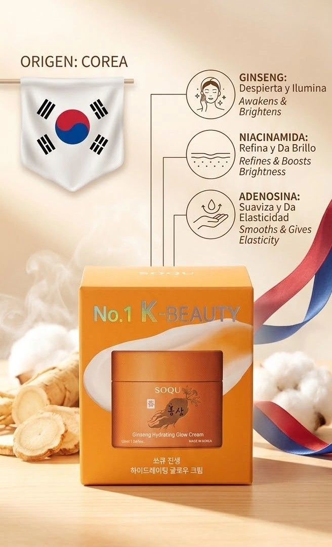 SOQU 🇰🇷 Crema Coreana de ginseng hidratante