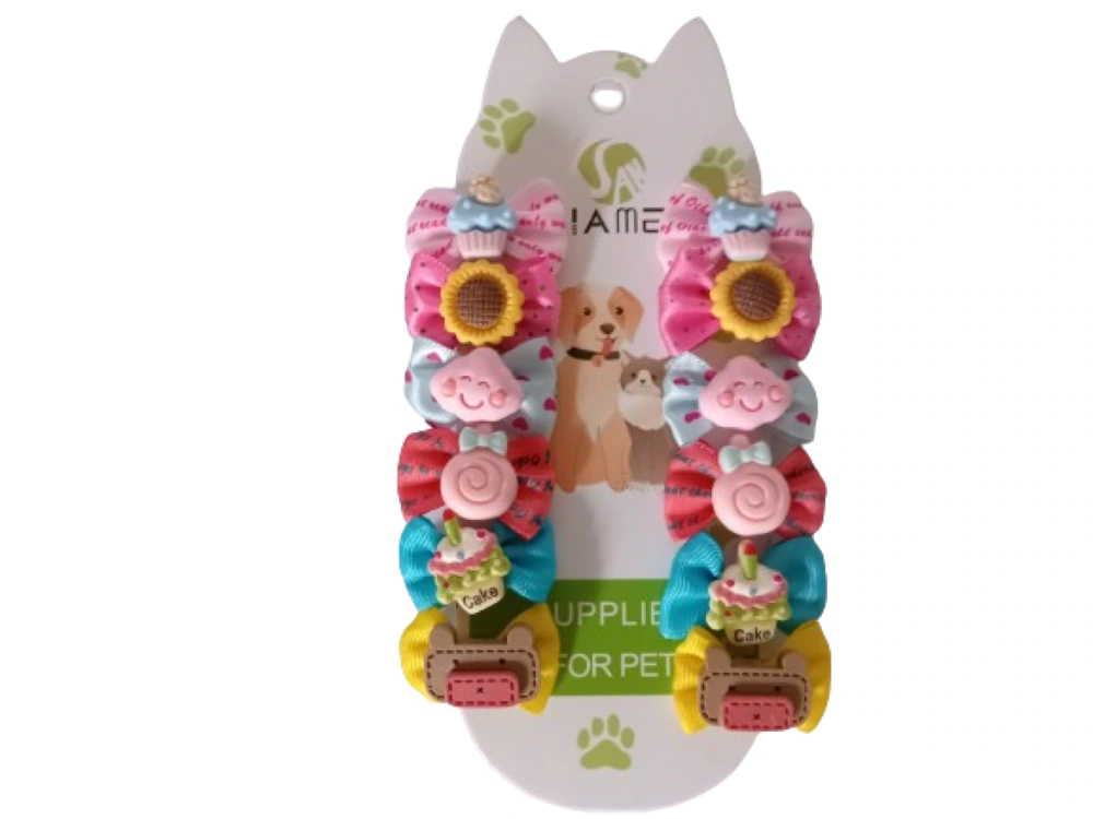Moño Con Pinza Metálica Para Perro Gato Set 12 Pzas