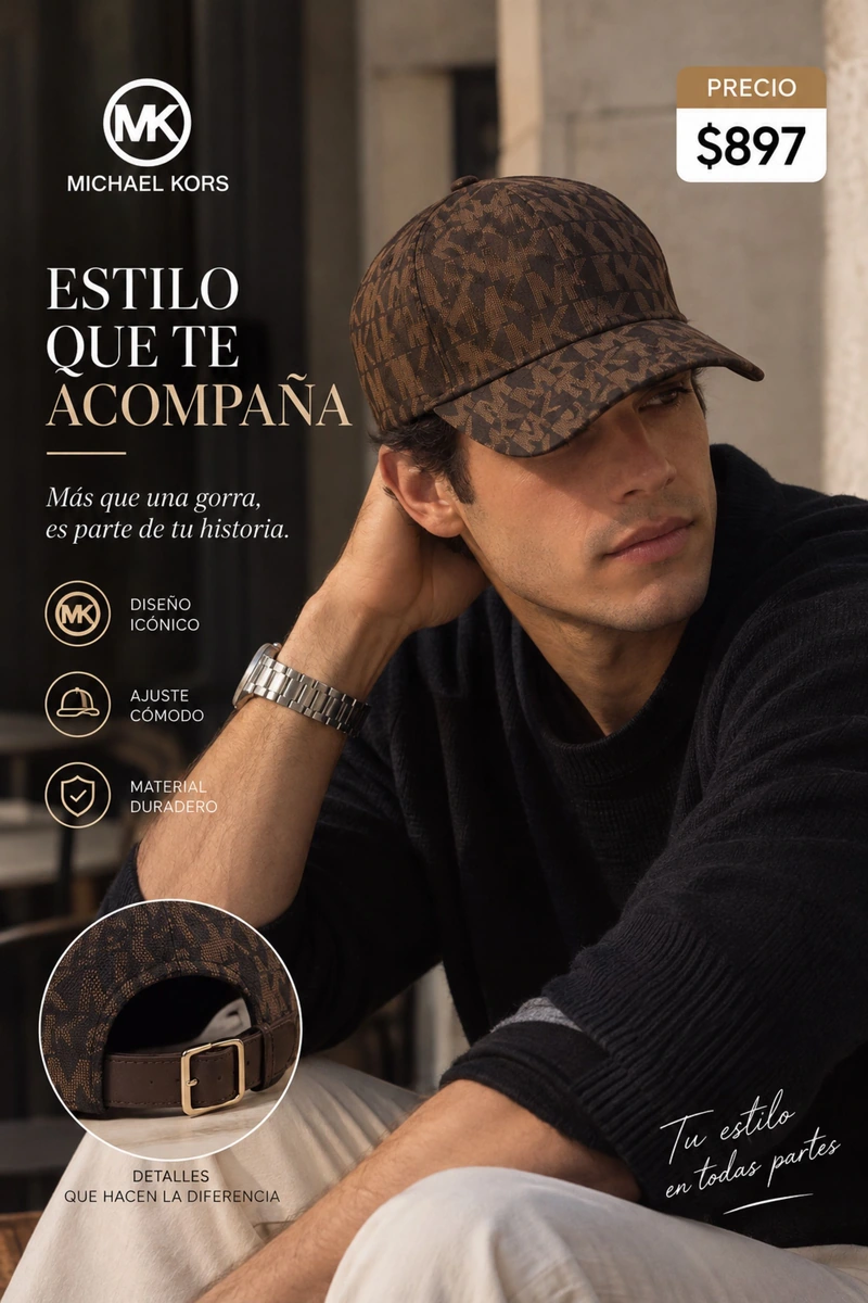 Gorra de hombre café MK