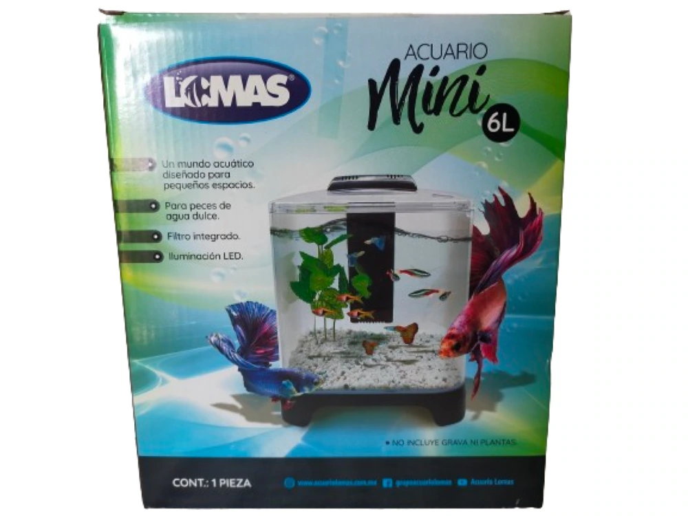 Acuario Mini 6 Lts Betta Con Calentador Automático (peces)