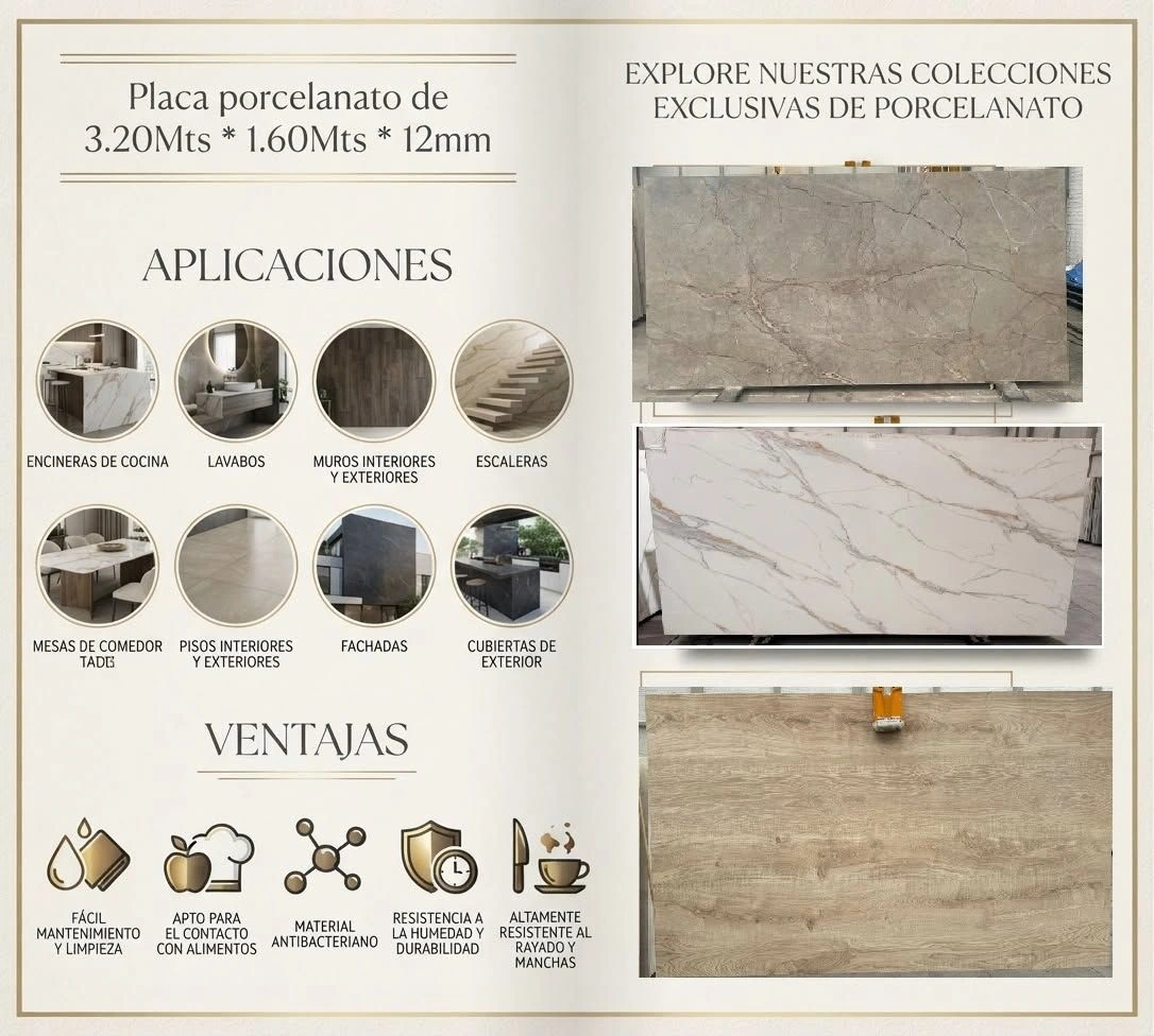 Placas Sinterizadas 3.20Mts x 1.60Mts x 12mm