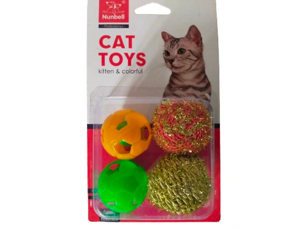 Kit Paquete De Juguete Para Gato 4 Pelotas Varios Colores