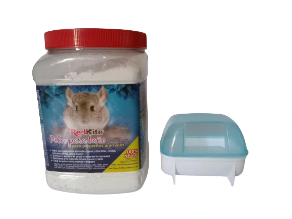 Bañera Para Hamster Y Polvo Para Baño Para Pequeños Roedores Azul