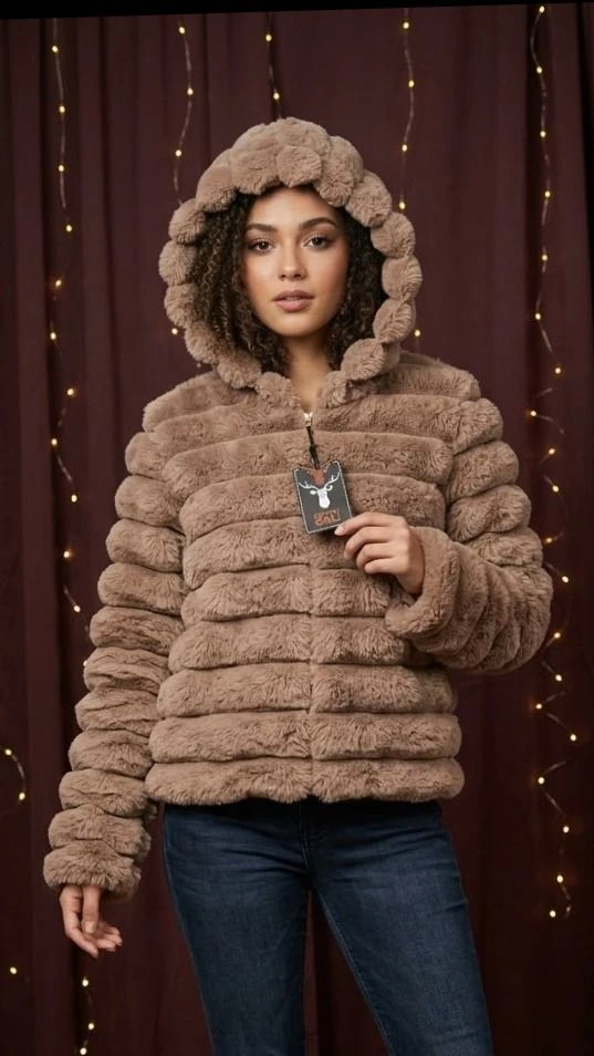Chamarra de peluche color camel
