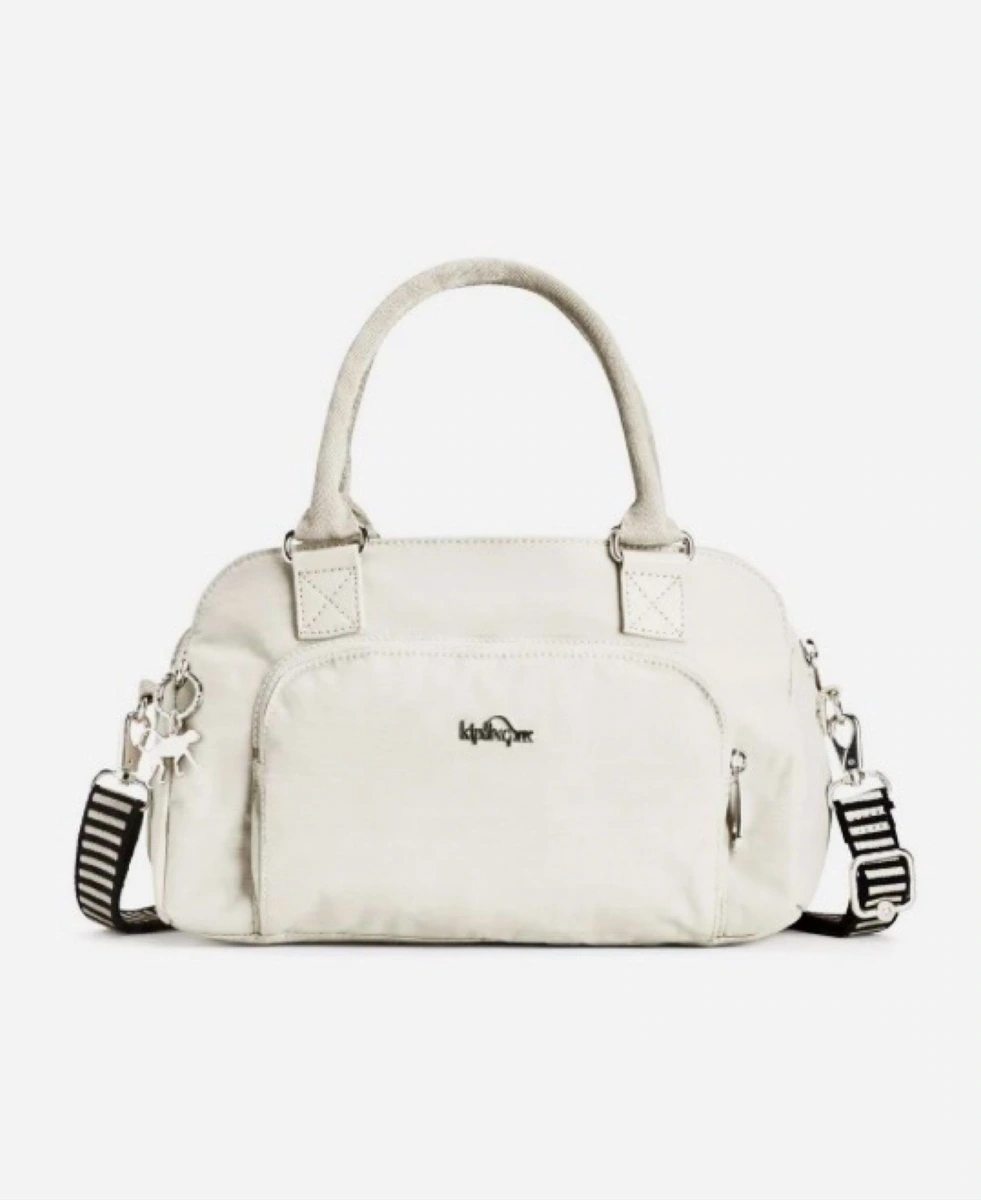 Bolsa Kipling Alecto Crema Correa A Rayas Versátil Muy Rara